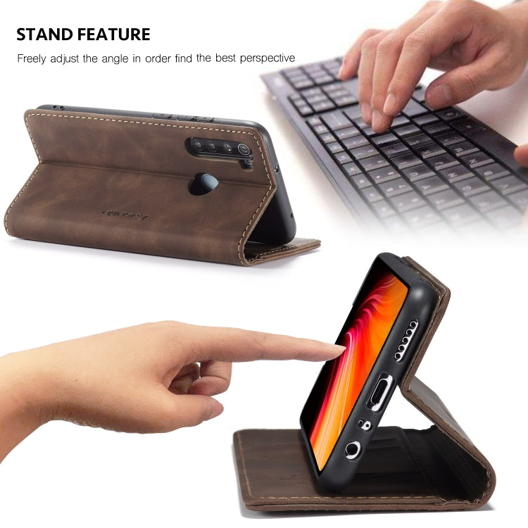 For Xiaomi Redmi Note 8 CaseMe-013 Multifunctional Horizontal Flip Leather Case with Card Slot & Holder & Wallet(Coffee)