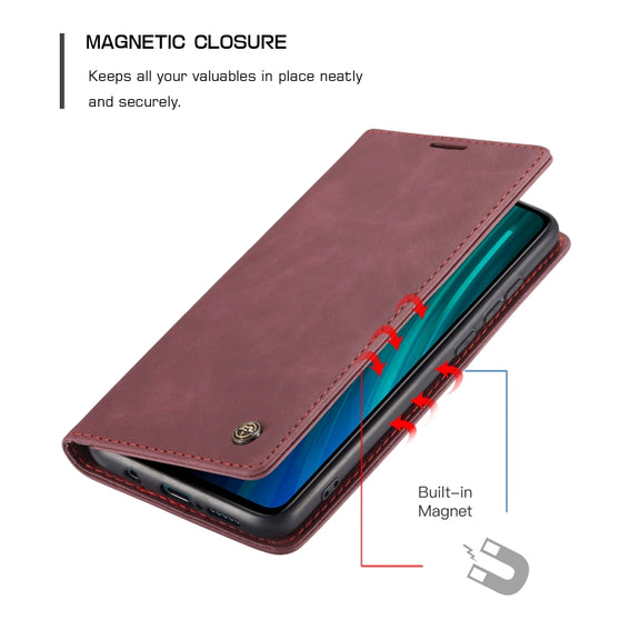 For Xiaomi Redmi Note 8 Pro CaseMe-013 Multifunctional Horizontal Flip Leather Case with Card Slot & Holder & Wallet(Wine Red)