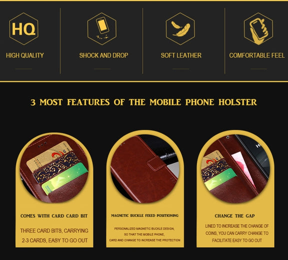 For U-MAGIC 30e idewei Crazy Horse Texture Horizontal Flip Leather Case with Holder & Card Slots & Wallet(Black)