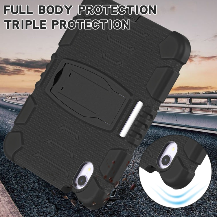 For iPad mini 6 3-Layer Protection Screen Frame + PC + Silicone Shockproof Combination Tablet Case with Holder(Black+Black) - iPad mini 6 Cases by PMC Jewellery | Online Shopping South Africa | PMC Jewellery | Buy Now Pay Later Mobicred