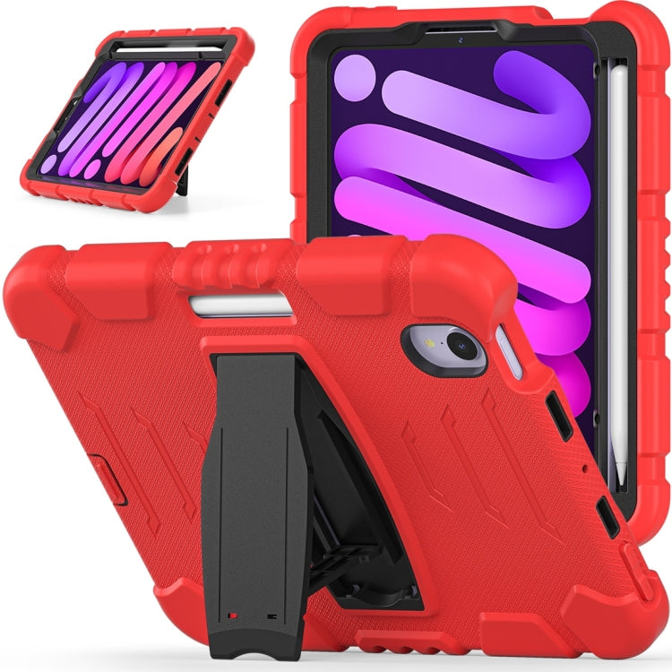 For iPad mini 6 / mini 2024 Tri-Layer Protection Screen Frame Heavy Duty PC Hybrid Silicone Case with Holder(Red+Black) - free shipping - PMC Jewellery - Order now!
