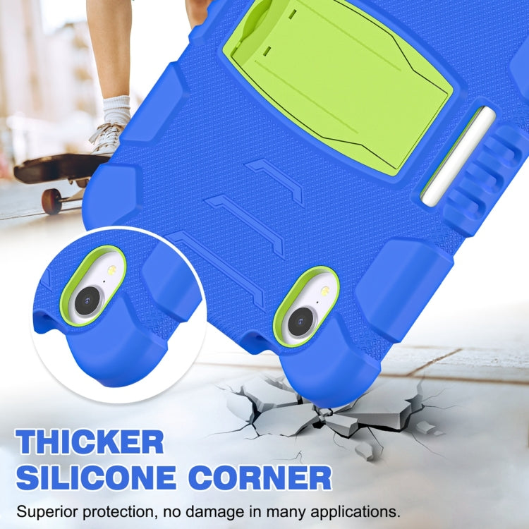 For iPad mini 6 / mini 2024 Tri-Layer Protection Screen Frame Heavy Duty PC Hybrid Silicone Case with Holder(Blue+Lime) - free shipping - PMC Jewellery - Order now!