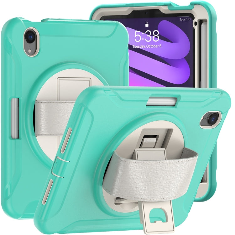 For iPad mini 6 360 Degree Rotation PC + TPU Protective Tablet Case with Holder & Hand-strap(Mint Green) - iPad mini 6 Cases by PMC Jewellery | Online Shopping South Africa | PMC Jewellery | Buy Now Pay Later Mobicred