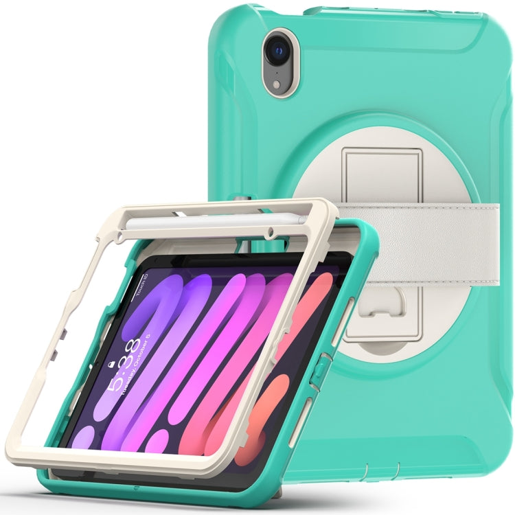 For iPad mini 6 360 Degree Rotation PC + TPU Protective Tablet Case with Holder & Hand-strap(Mint Green) - iPad mini 6 Cases by PMC Jewellery | Online Shopping South Africa | PMC Jewellery | Buy Now Pay Later Mobicred
