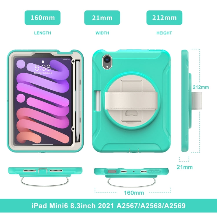 For iPad mini 6 360 Degree Rotation PC + TPU Protective Tablet Case with Holder & Hand-strap(Mint Green) - iPad mini 6 Cases by PMC Jewellery | Online Shopping South Africa | PMC Jewellery | Buy Now Pay Later Mobicred