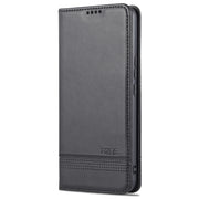 For U-MAGIC 30e AZNS Magnetic Calf Texture Horizontal Flip Leather Case with Card Slots & Holder & Wallet(Black)