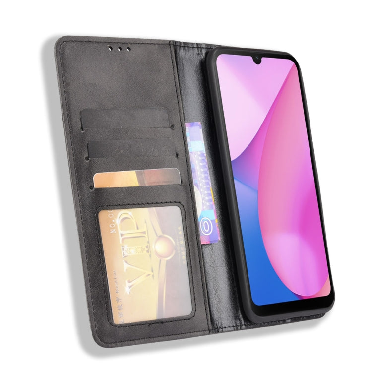 For Blackview Oscal C20 Magnetic Buckle Retro Crazy Horse Texture Horizontal Flip Leather Case with Holder & Card Slots & Photo Frame(Black) - More Brand by PMC TechLife | Online Shopping South Africa | PMC TechLife | Buy Now Pay Later Mobicred