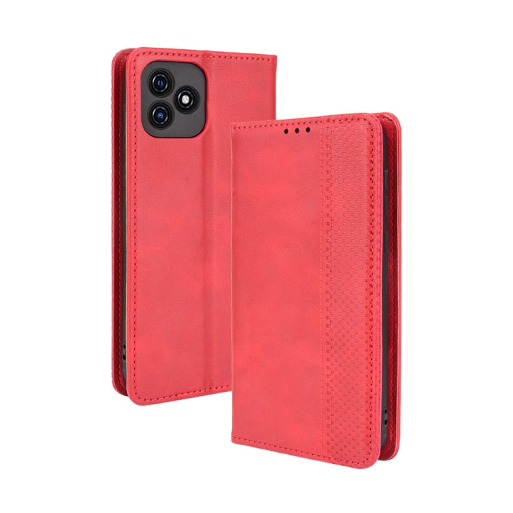 For Blackview Oscal C20 Magnetic Buckle Retro Crazy Horse Texture Horizontal Flip Leather Case with Holder & Card Slots & Photo Frame(Red) - More Brand by PMC TechLife | Online Shopping South Africa | PMC TechLife