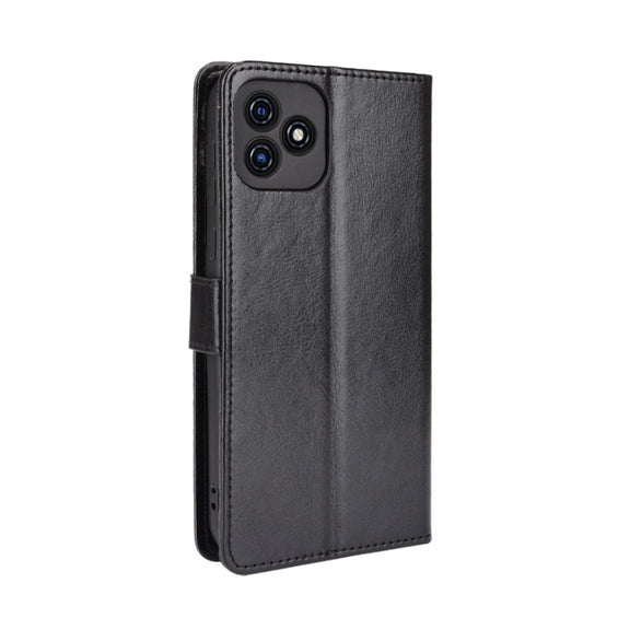 For Blackview Oscal C20 Crazy Horse Texture Horizontal Flip Leather Case with Holder & Card Slots & Lanyard(Black)