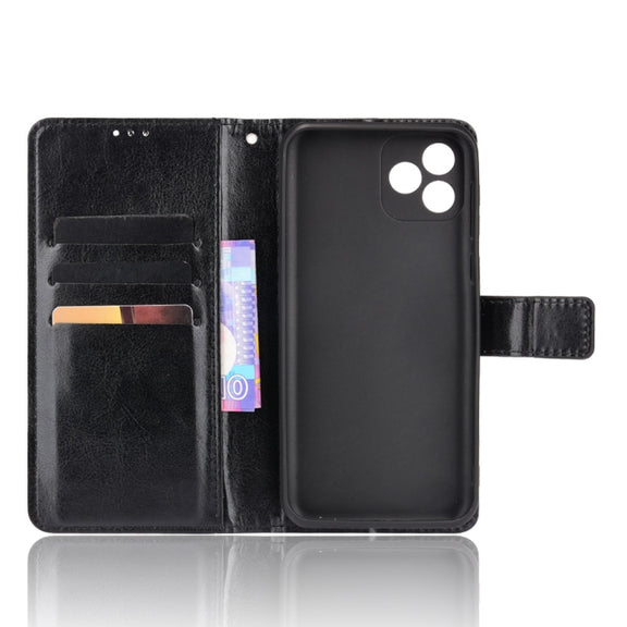 For Blackview Oscal C20 Crazy Horse Texture Horizontal Flip Leather Case with Holder & Card Slots & Lanyard(Black)