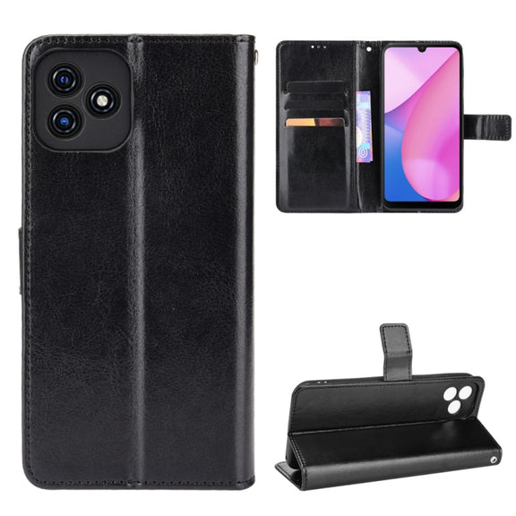 For Blackview Oscal C20 Crazy Horse Texture Horizontal Flip Leather Case with Holder & Card Slots & Lanyard(Black)