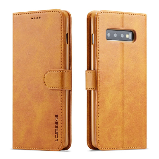 For Galaxy S10 Plus LC.IMEEKE Calf Texture Horizontal Flip Leather Case, with Holder & Card Slots & Wallet(Yellow) - Galaxy Phone Cases by LC.IMEEKE | Online Shopping South Africa | PMC Jewellery | Buy Now Pay Later Mobicred