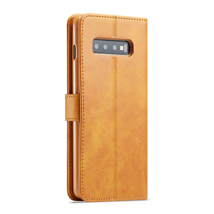 For Galaxy S10 Plus LC.IMEEKE Calf Texture Horizontal Flip Leather Case, with Holder & Card Slots & Wallet(Yellow) - Galaxy Phone Cases by LC.IMEEKE | Online Shopping South Africa | PMC Jewellery | Buy Now Pay Later Mobicred