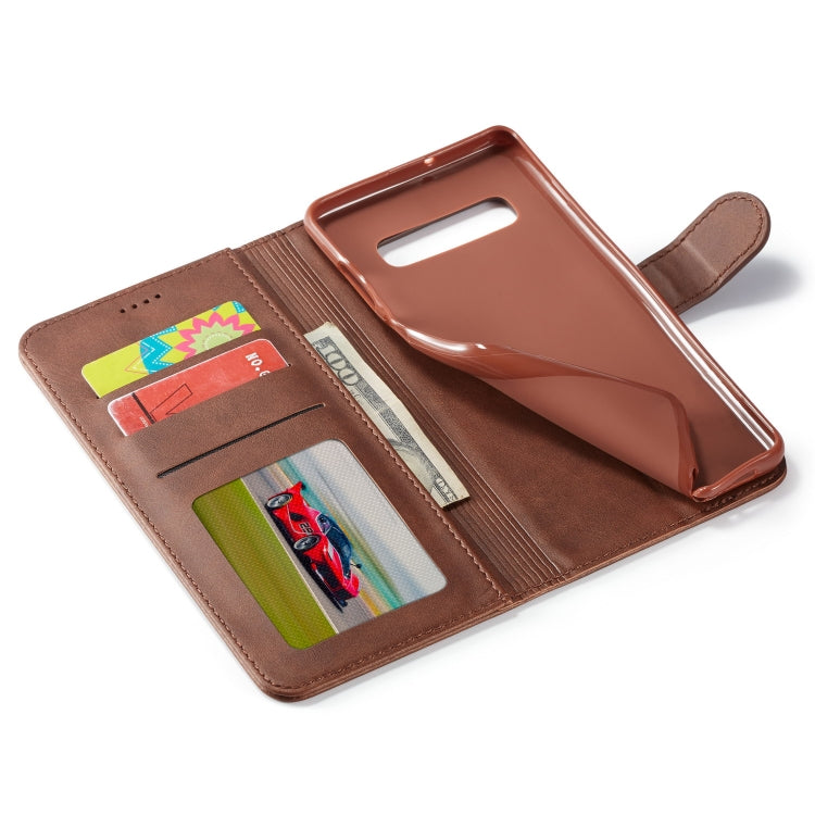 For Galaxy S10 Plus LC.IMEEKE Calf Texture Horizontal Flip Leather Case, with Holder & Card Slots & Wallet(Yellow) - Galaxy Phone Cases by LC.IMEEKE | Online Shopping South Africa | PMC Jewellery | Buy Now Pay Later Mobicred