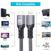 HDMI 2.0 Male to HDMI 2.0 Male 4K Ultra-HD Braided Adapter Cable, Cable Length:1m(Grey)