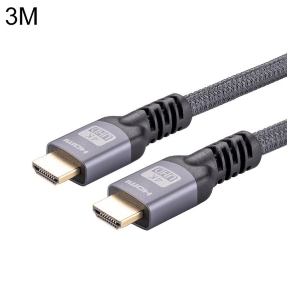 HDMI 2.0 Male to HDMI 2.0 Male 4K Ultra-HD Braided Adapter Cable, Cable Length:3m(Grey)
