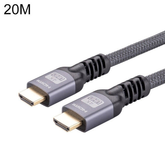HDMI 2.0 Male to HDMI 2.0 Male 4K Ultra-HD Braided Adapter Cable, Cable Length:20m(Grey)