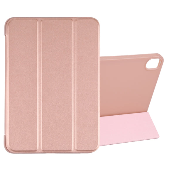 For iPad mini 2024 / mini 6 GEBEI Shockproof Horizontal Flip Tablet Case with Three-folding Holder(Rose Gold)