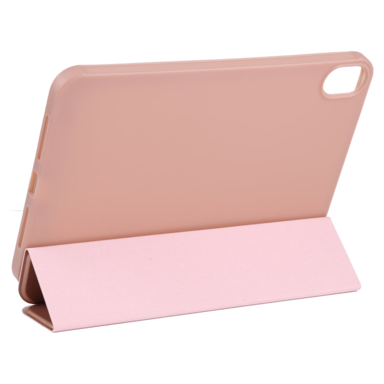 For iPad mini 2024 / mini 6 GEBEI Shockproof Horizontal Flip Tablet Case with Three-folding Holder(Rose Gold)