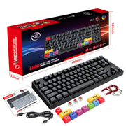 HXSJ L600 87 Keys USB-C / Type-C Wired Red Shaft Mechanical Keyboard with Cool Backlight(Black)