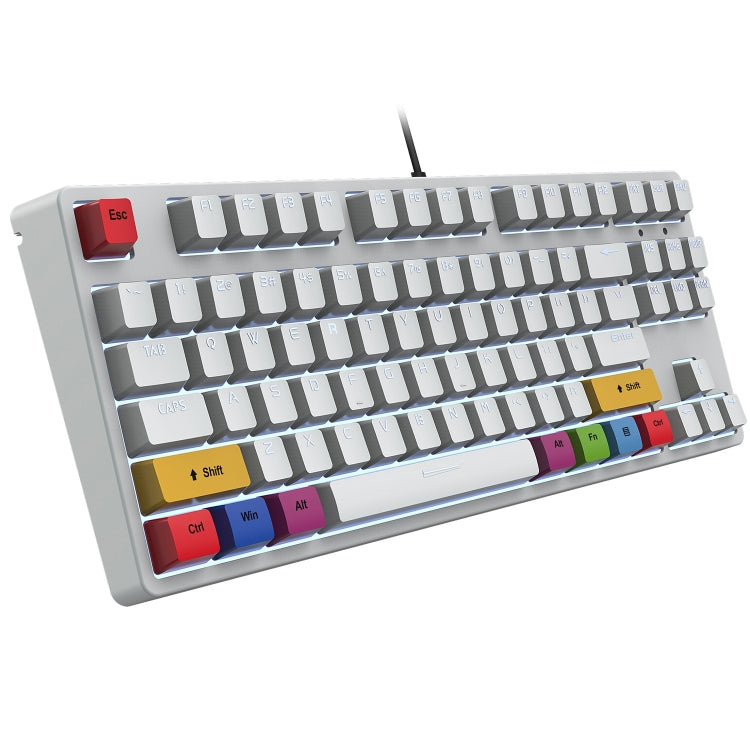 HXSJ L600 87 Keys USB-C / Type-C Wired Red Shaft Mechanical Keyboard with Cool Backlight(White) - free shipping - PMC Jewellery - Order now!