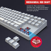 HXSJ L600 87 Keys USB-C / Type-C Wired Red Shaft Mechanical Keyboard with Cool Backlight(White)