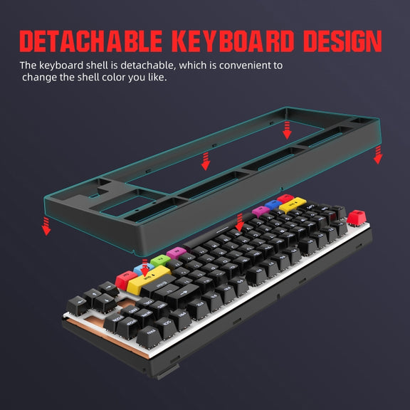 HXSJ L600 87 Keys USB-C / Type-C Wired Red Shaft Mechanical Keyboard with Cool Backlight(White)