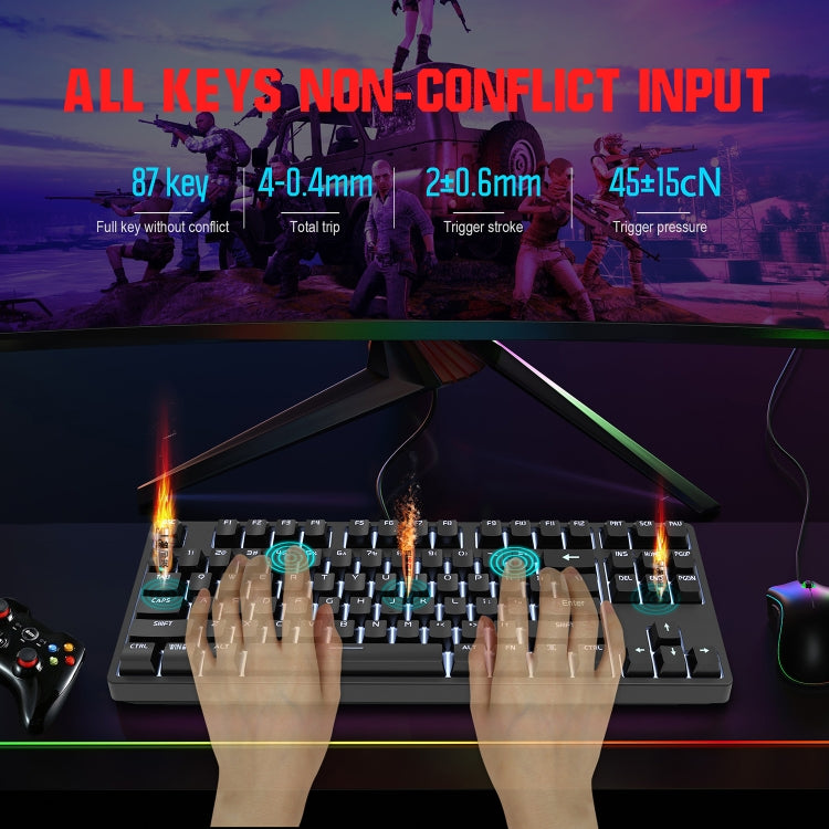 HXSJ L600 87 Keys USB-C / Type-C Wired Red Shaft Mechanical Keyboard with Cool Backlight(White) - free shipping - PMC Jewellery - Order now!