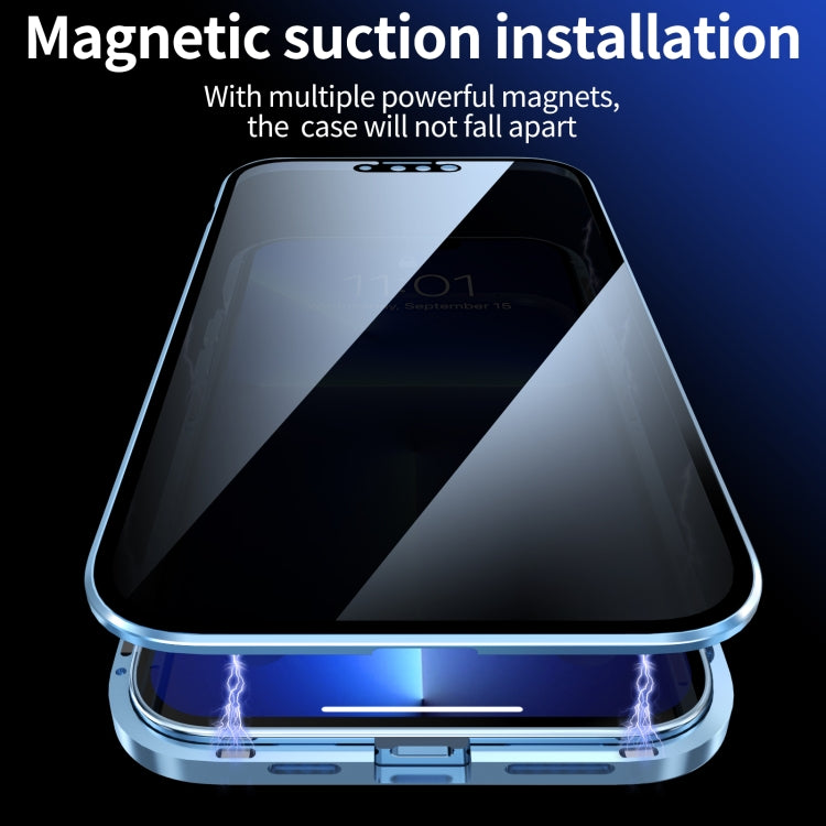 For iPhone 13 Anti-peeping Magnetic Metal Frame Double-sided Tempered Glass Phone Case(Black) - iPhone 13 Cases by PMC TechLife | Online Shopping South Africa | PMC TechLife | Buy Now Pay Later Mobicred