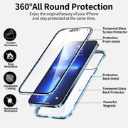 For iPhone 13 HD Magnetic Metal Frame Double-sided Tempered Glass Phone Case(Red)