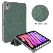 For iPad mini 6 / mini 2024 Mutural Multi-fold Smart Leather Tablet Case(Dark Green)