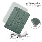 For iPad mini 6 / mini 2024 Mutural Multi-fold Smart Leather Tablet Case(Dark Green)