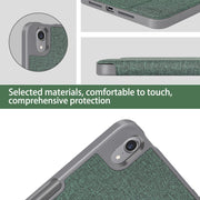 For iPad mini 6 / mini 2024 Mutural Multi-fold Smart Leather Tablet Case(Dark Green)
