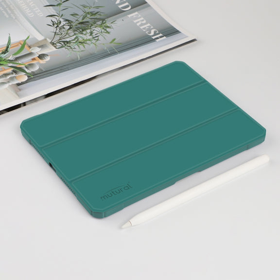 For iPad mini 6 / mini 2024 Mutural Pinyue Series Horizontal Flip Tablet Case with Holder & Pen Slot & Sleep / Wake-up Function(Dark Green)