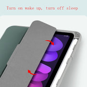 For iPad mini 6 / mini 2024 Mutural Horizontal Flip Tablet Case with Holder & Pen Slot(Dark Green)