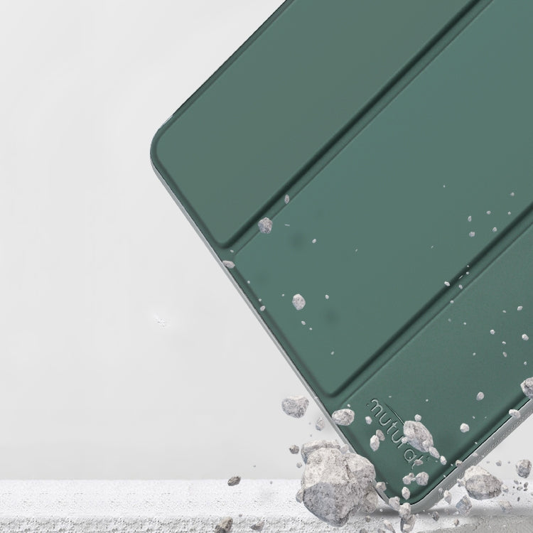 For iPad mini 6 / mini 2024 Mutural Horizontal Flip Tablet Case with Holder & Pen Slot(Dark Green)