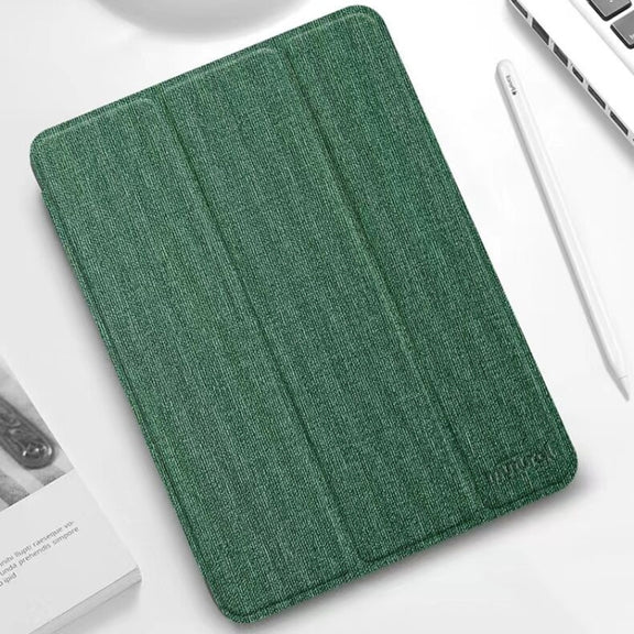 For iPad mini 6 / mini 2024 Mutural YASHI Series Cloth Pattern Texture Horizontal Flip Tablet Case(Green)