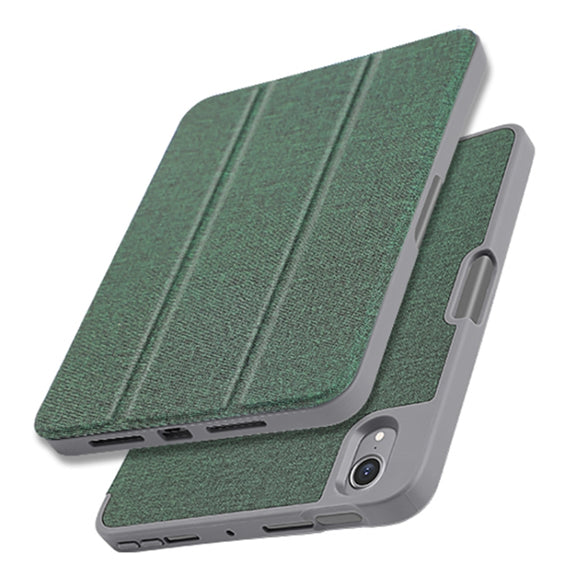 For iPad mini 6 / mini 2024 Mutural YASHI Series Cloth Pattern Texture Horizontal Flip Tablet Case(Black)