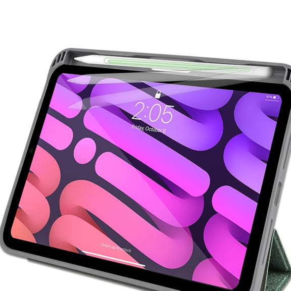 For iPad mini 6 / mini 2024 Mutural YASHI Series Cloth Pattern Texture Horizontal Flip Tablet Case(Black)