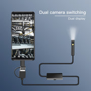 AN100 3 in 1 IP68 Water-resistant USB-C / Type-C + Micro USB + USB Dual Cameras Industrial Digital Endoscope with 9 LEDs, Support Android System, Lens Diameter: 8mm, Length:1m Soft Cable