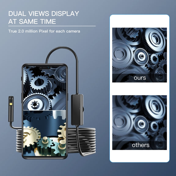 AN100 3 in 1 IP68 Water-resistant USB-C / Type-C + Micro USB + USB Dual Cameras Industrial Digital Endoscope with 9 LEDs, Support Android System, Lens Diameter: 8mm, Length:3.5m Hard Cable