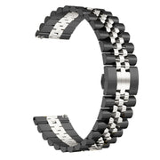 20mm Five-bead Stainless Steel Watch Band (Black Silver)