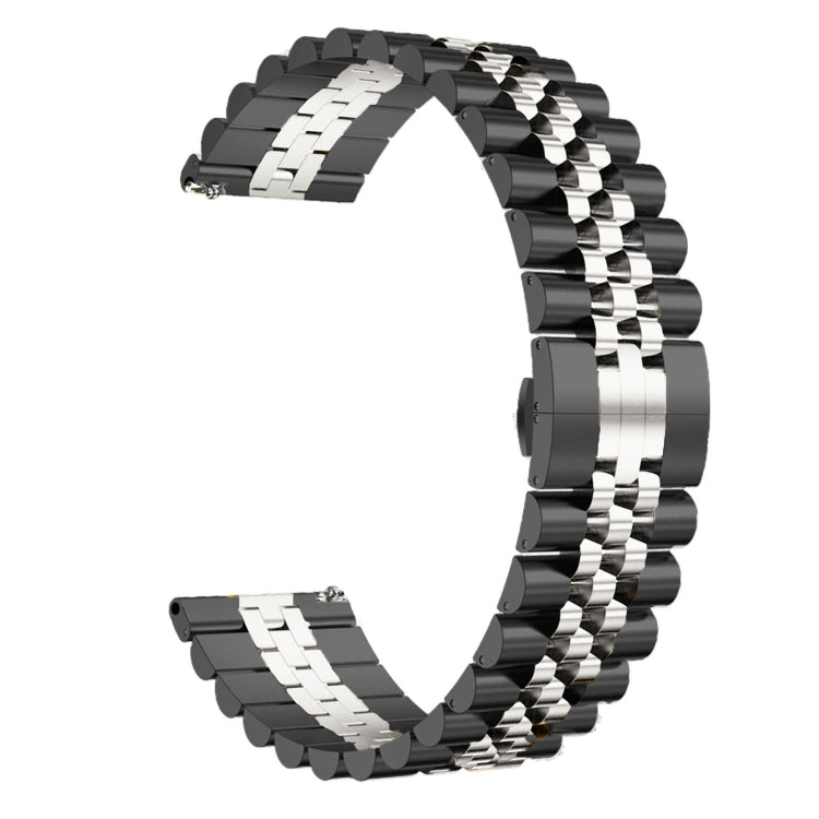 20mm Five-bead Stainless Steel Watch Band (Black Silver)