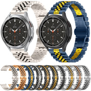 20mm Five-bead Stainless Steel Watch Band (Black Silver)