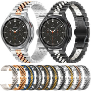 22mm Five-bead Stainless Steel Watch Band (Black Silver)