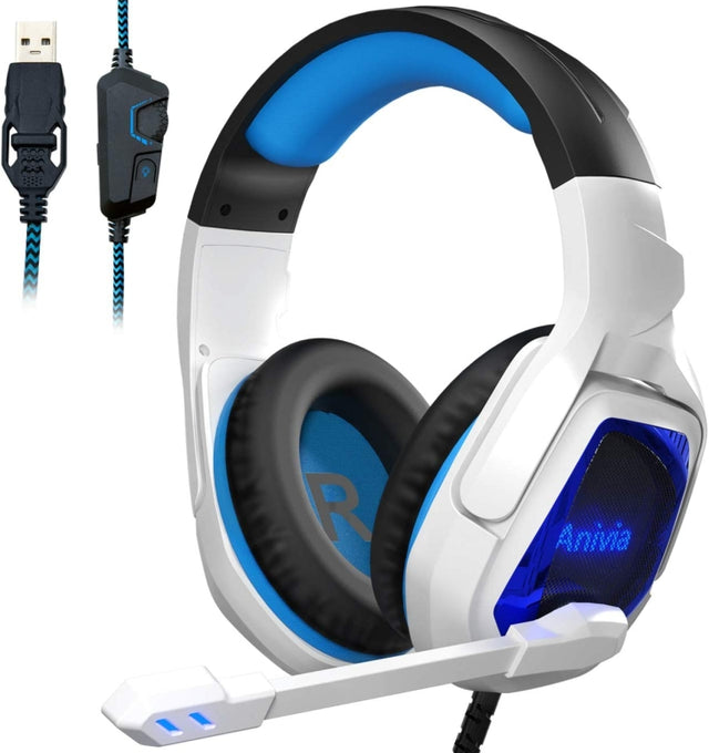 SADES MH901 7.1 Channel USB Adjustable Gaming Headset with Microphone(Blue White)