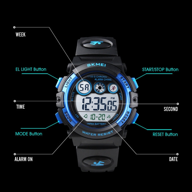 SKMEI 1451 LED Digital Stopwatch Chronograph Luminous Children Sports Electronic Watch(Black Shell Blue Circle) - free shipping - PMC Jewellery - Order now!