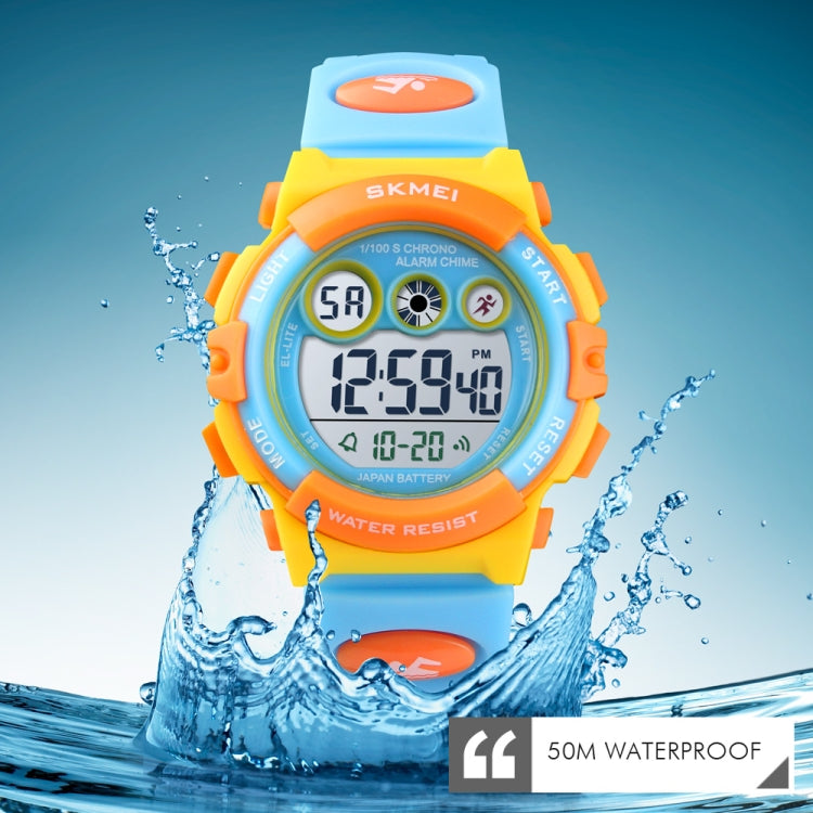 SKMEI 1451 LED Digital Stopwatch Chronograph Luminous Children Sports Electronic Watch(White Shell Blue Circle)