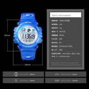 SKMEI 1451 LED Digital Stopwatch Chronograph Luminous Children Sports Electronic Watch(Transparent Sky Blue)