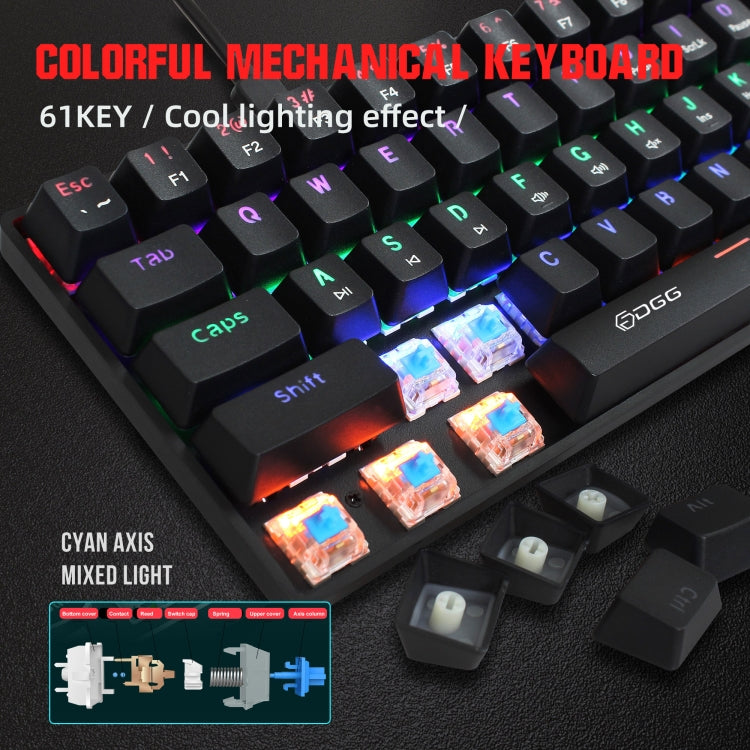 HXSJ V900 61 Keys Cool Lighting Effect Mechanical Wired Keyboard(Black) - free shipping - PMC Jewellery - Order now!